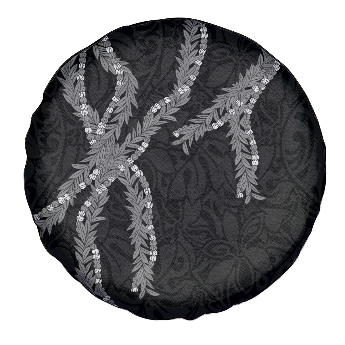 Hawaii Maile Lei Spare Tire Cover Aloha Grayscale Color