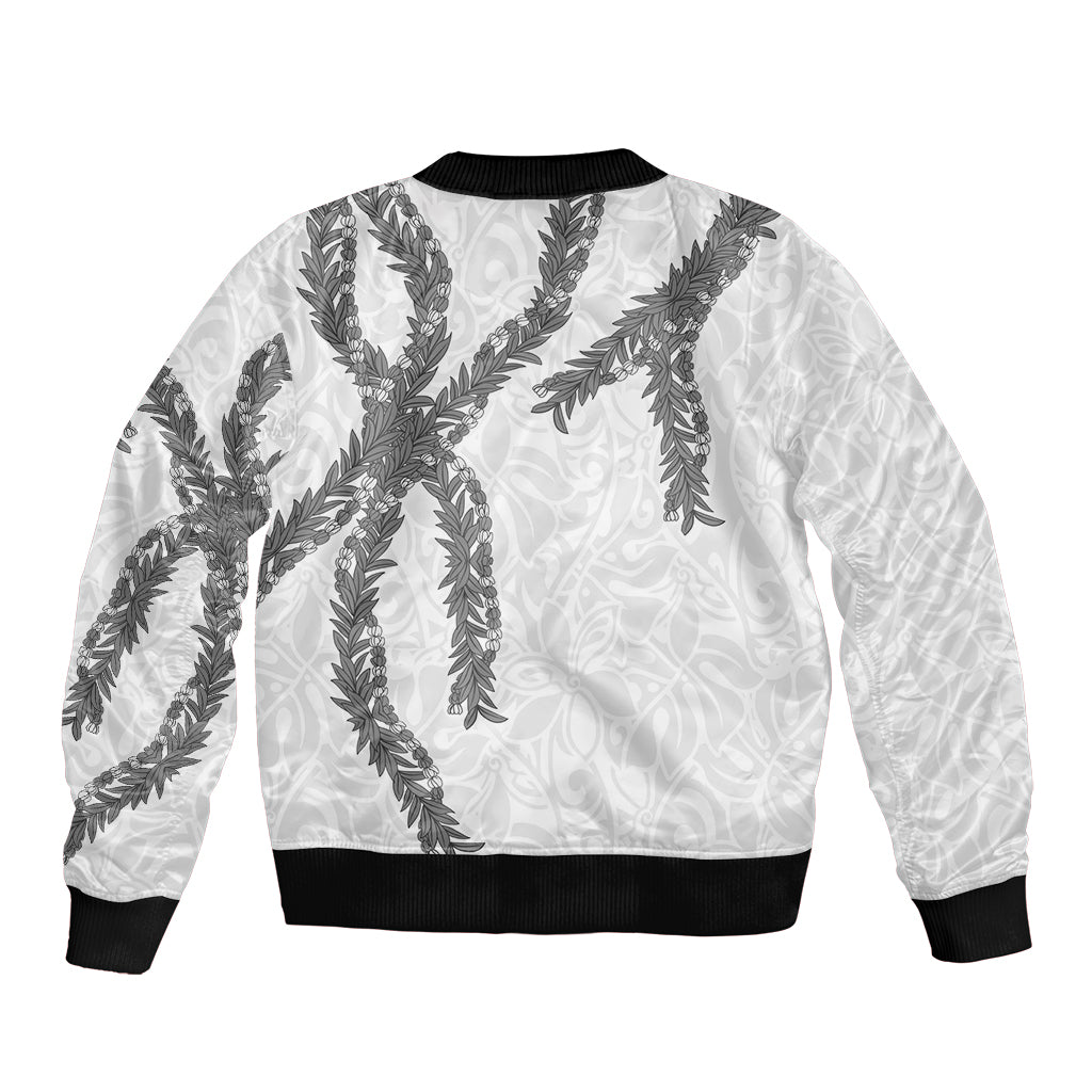 Hawaii Maile Lei Bomber Jacket Aloha The Grey Color