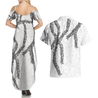 Hawaii Maile Lei Couples Matching Summer Maxi Dress and Hawaiian Shirt Aloha The Grey Color