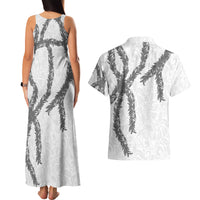 Hawaii Maile Lei Couples Matching Tank Maxi Dress and Hawaiian Shirt Aloha The Grey Color