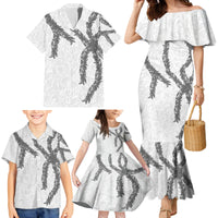 Hawaii Maile Lei Family Matching Mermaid Dress and Hawaiian Shirt Aloha The Grey Color