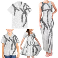 Hawaii Maile Lei Family Matching Tank Maxi Dress and Hawaiian Shirt Aloha The Grey Color