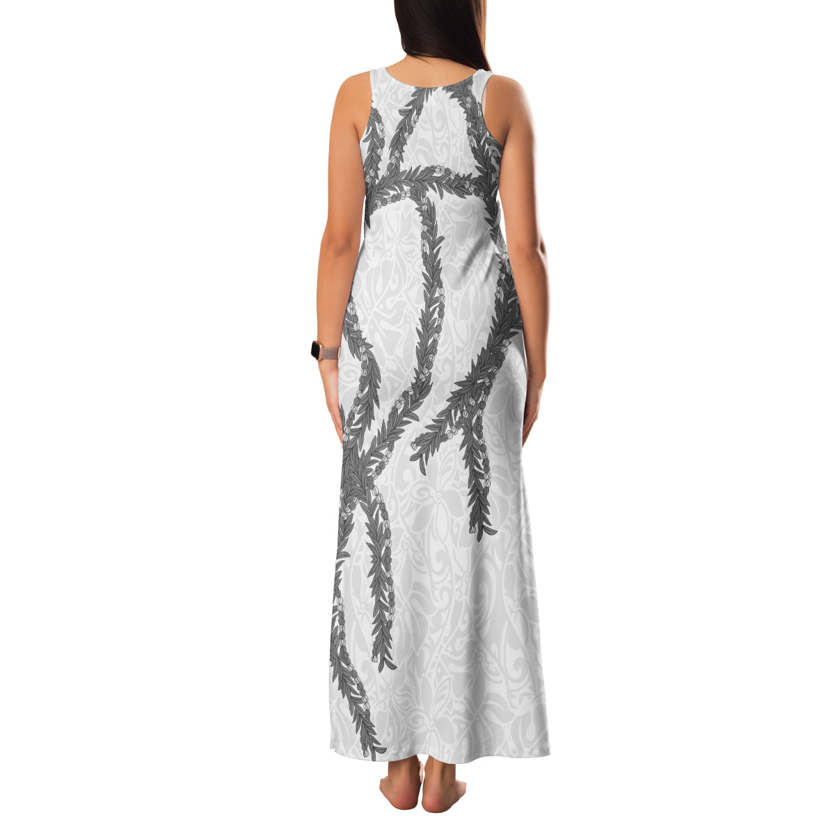 Hawaii Maile Lei Family Matching Tank Maxi Dress and Hawaiian Shirt Aloha The Grey Color