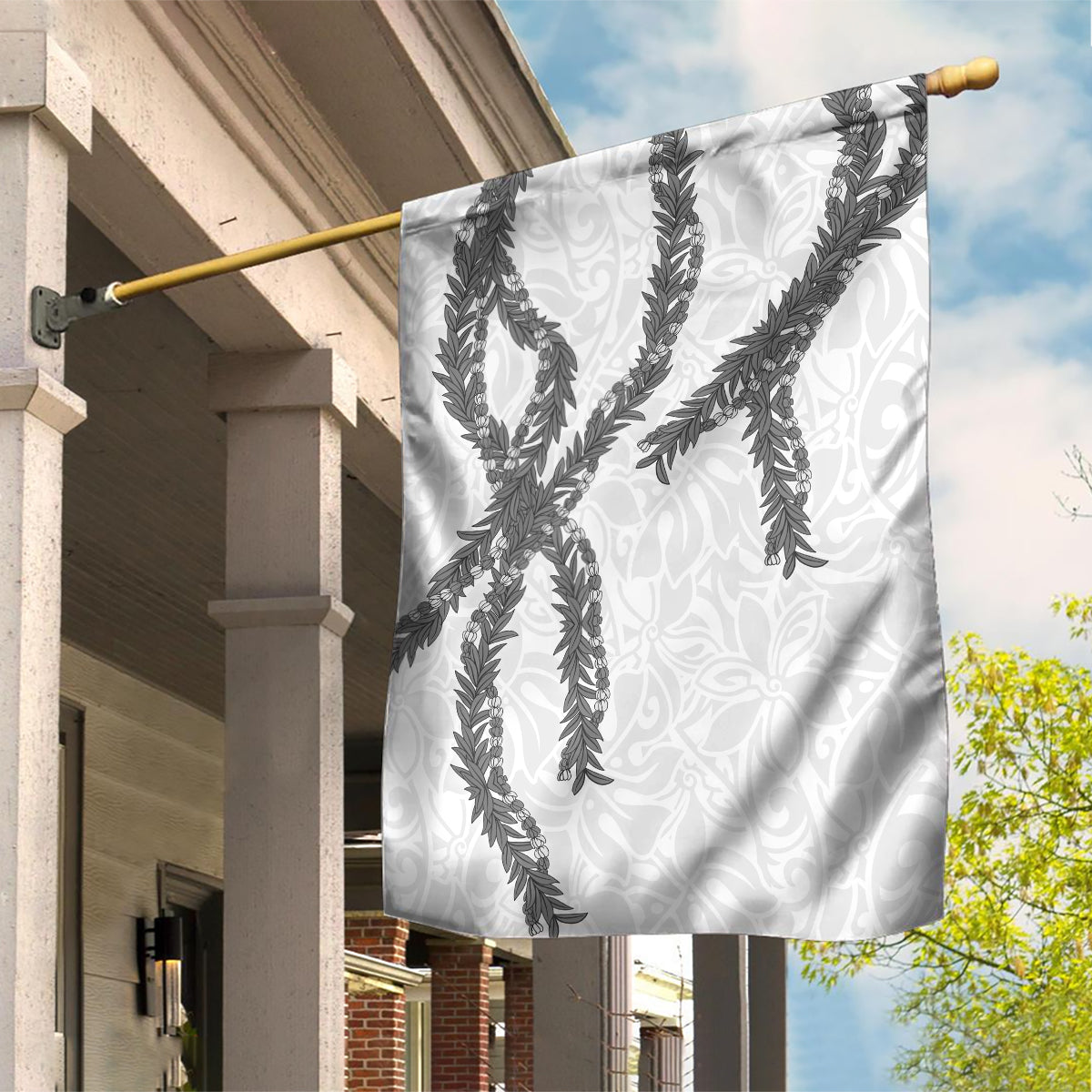 Hawaii Maile Lei Garden Flag Aloha The Grey Color