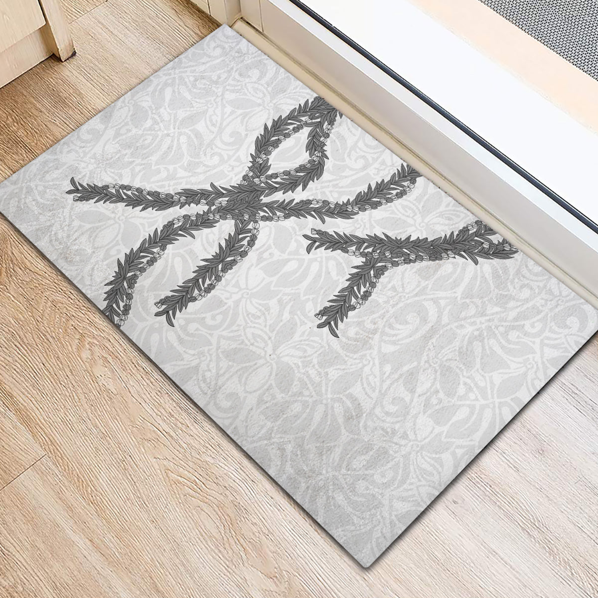 Hawaii Maile Lei Rubber Doormat Aloha The Grey Color