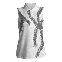 Hawaii Maile Lei Women Sleeveless Polo Shirt Aloha The Grey Color