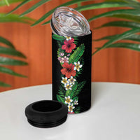 Hawaii Tropical Flowers and Leaves 4 in 1 Can Cooler Tumbler Tapa Pattern Colorful Mode