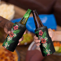 Hawaii Tropical Flowers and Leaves 4 in 1 Can Cooler Tumbler Tapa Pattern Colorful Mode