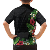 Hawaii Tropical Flowers and Leaves Family Matching Off Shoulder Maxi Dress and Hawaiian Shirt Tapa Pattern Colorful Mode