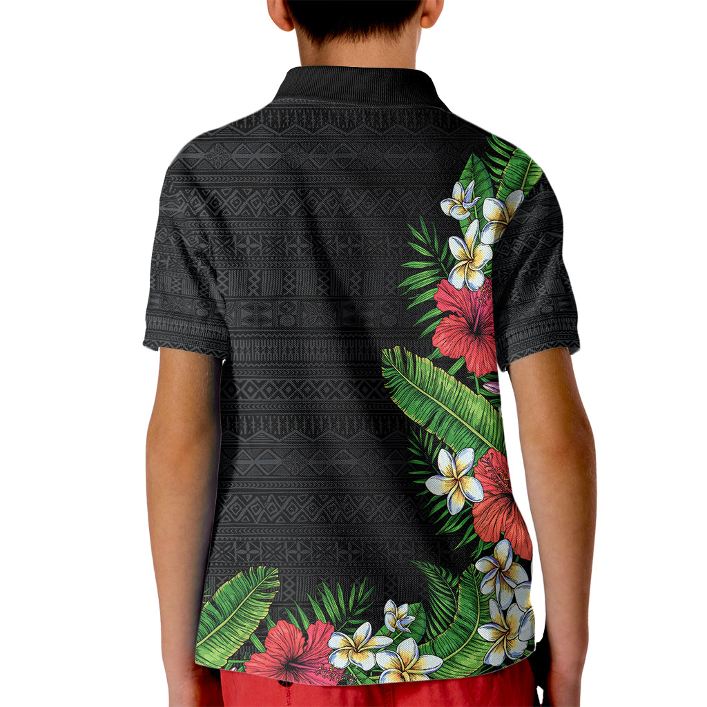 Hawaii Tropical Flowers and Leaves Kid Polo Shirt Tapa Pattern Colorful Mode