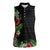 Hawaii Tropical Flowers and Leaves Women Sleeveless Polo Shirt Tapa Pattern Colorful Mode