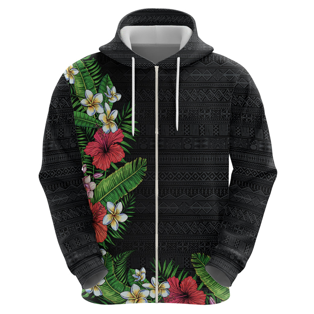 Hawaii Tropical Flowers and Leaves Zip Hoodie Tapa Pattern Colorful Mode