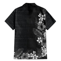Hawaii Tropical Flowers and Leaves Family Matching Mermaid Dress and Hawaiian Shirt Tapa Pattern Grayscale Mode