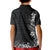 Hawaii Tropical Flowers and Leaves Kid Polo Shirt Tapa Pattern Grayscale Mode