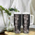 Hawaii Tropical Flowers and Leaves Tumbler With Handle Tapa Pattern Grayscale Mode