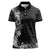 Hawaii Tropical Flowers and Leaves Women Polo Shirt Tapa Pattern Grayscale Mode