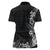 Hawaii Tropical Flowers and Leaves Women Polo Shirt Tapa Pattern Grayscale Mode