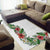 Hawaii Tropical Flowers and Leaves Area Rug Tapa Pattern White Mode