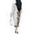 Hawaii Tropical Flowers and Leaves Off The Shoulder Long Sleeve Dress Tapa Pattern White Mode