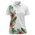 Hawaii Tropical Flowers and Leaves Women Polo Shirt Tapa Pattern White Mode