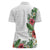 Hawaii Tropical Flowers and Leaves Women Polo Shirt Tapa Pattern White Mode