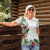 Hawaii Tropical Flowers and Leaves Women Polo Shirt Tapa Pattern White Mode