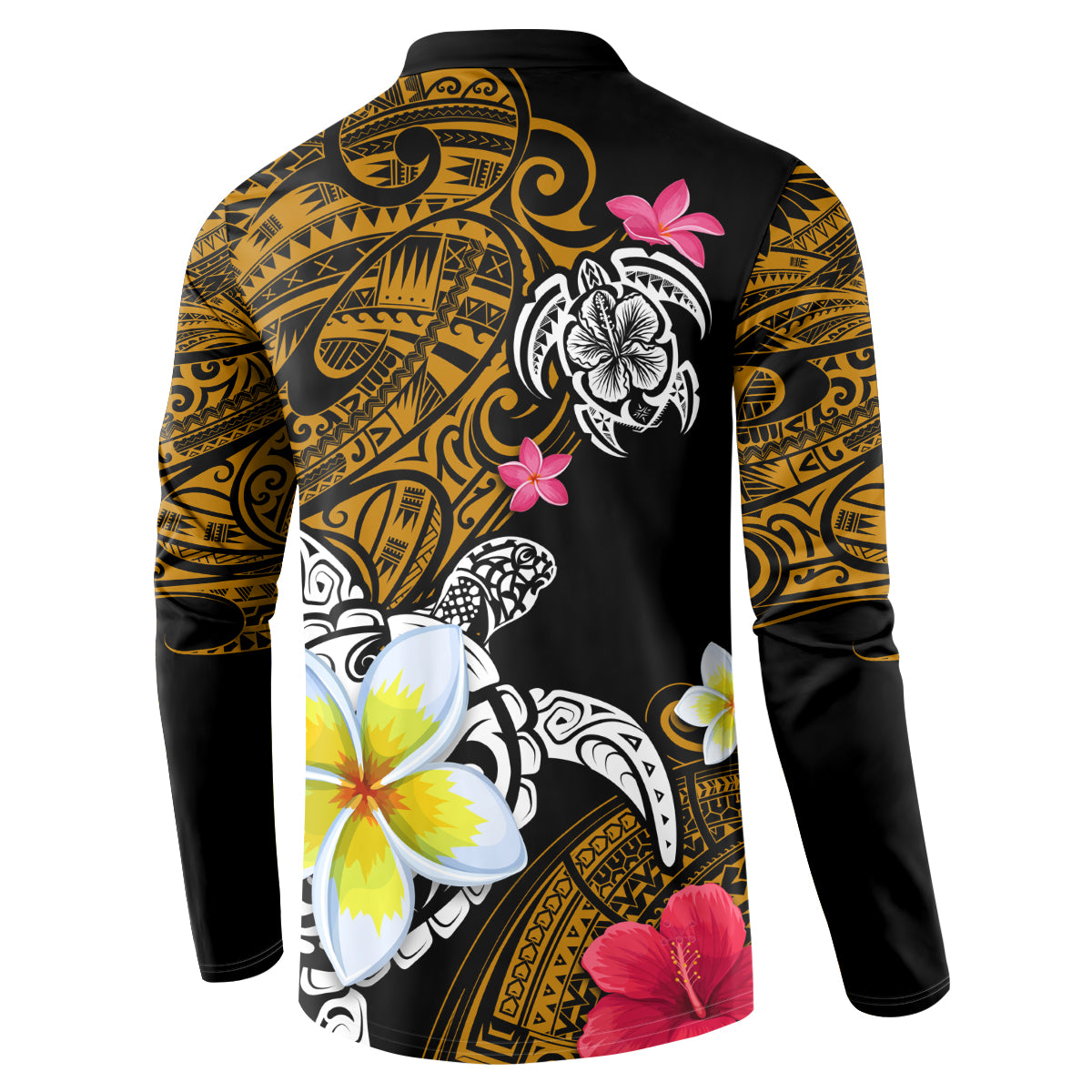 Hawaii Turtle and Tropical Flower Button Sweatshirt Polynesian Pattern