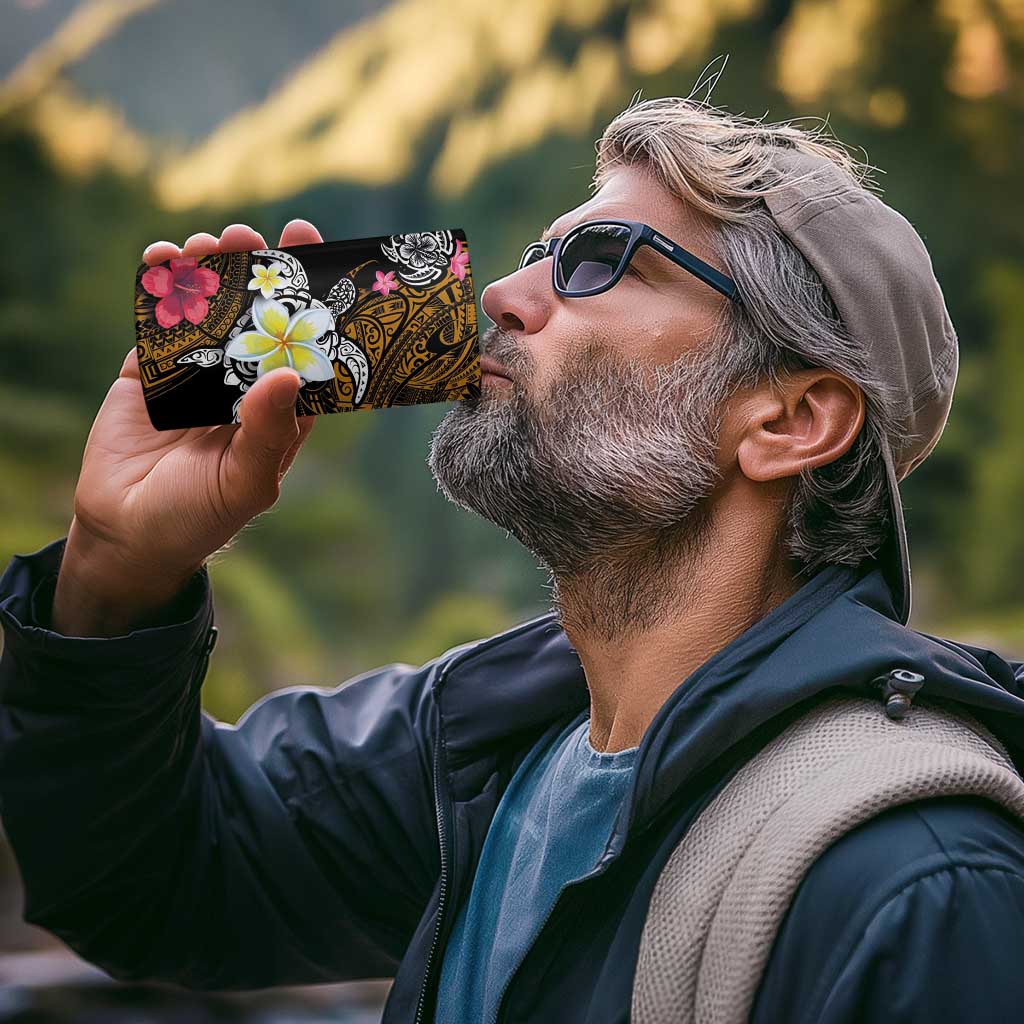 Hawaii Turtle and Tropical Flower 4 in 1 Can Cooler Tumbler Polynesian Pattern