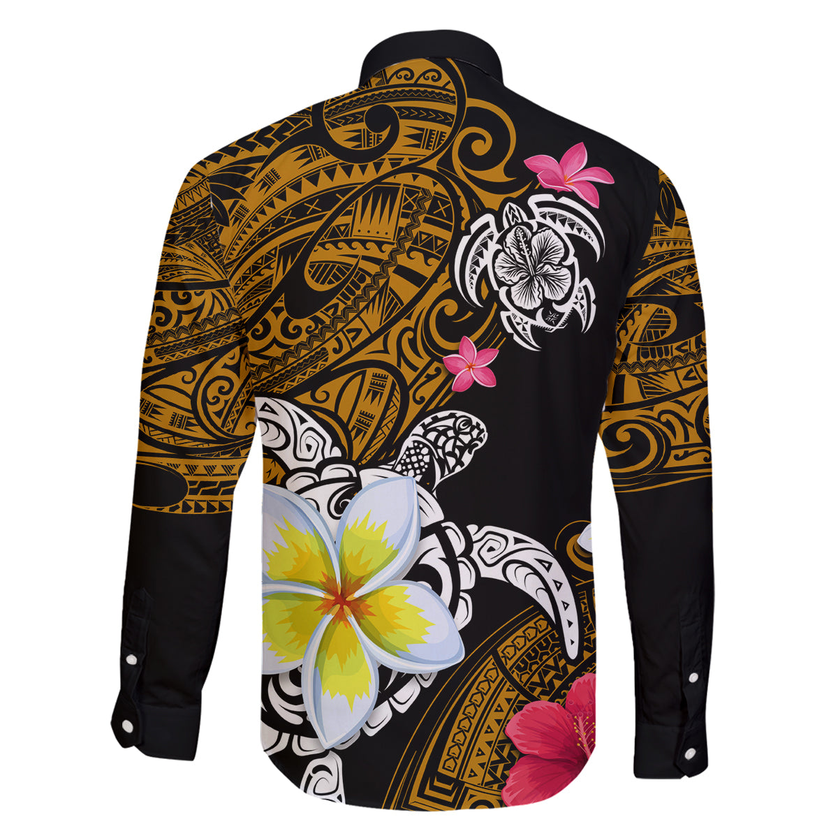 Hawaii Turtle and Tropical Flower Family Matching Long Sleeve Bodycon Dress and Hawaiian Shirt Polynesian Pattern LT03 - Polynesian Pride