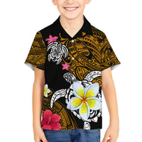 Hawaii Turtle and Tropical Flower Family Matching Off Shoulder Maxi Dress and Hawaiian Shirt Polynesian Pattern LT03 Son's Shirt Black - Polynesian Pride