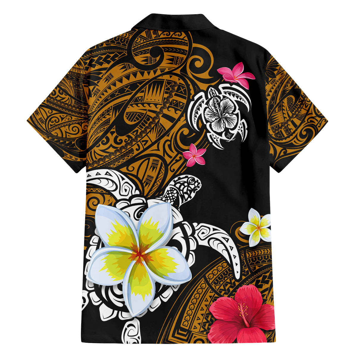 Hawaii Turtle and Tropical Flower Family Matching Off Shoulder Short Dress and Hawaiian Shirt Polynesian Pattern LT03 - Polynesian Pride
