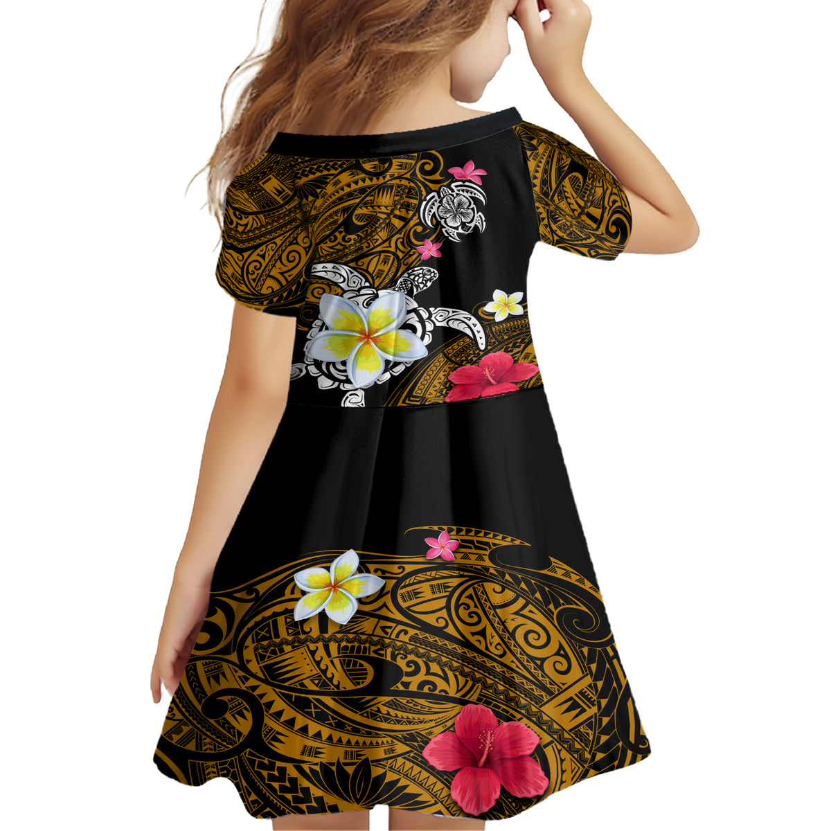 Hawaii Turtle and Tropical Flower Family Matching Short Sleeve Bodycon Dress and Hawaiian Shirt Polynesian Pattern LT03 - Polynesian Pride