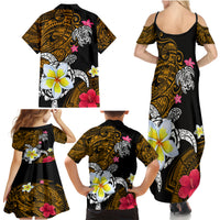 Hawaii Turtle and Tropical Flower Family Matching Summer Maxi Dress and Hawaiian Shirt Polynesian Pattern LT03 - Polynesian Pride