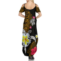 Hawaii Turtle and Tropical Flower Family Matching Summer Maxi Dress and Hawaiian Shirt Polynesian Pattern LT03 - Polynesian Pride