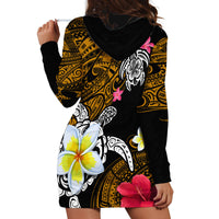 Hawaii Turtle and Tropical Flower Hoodie Dress Polynesian Pattern
