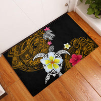 Hawaii Turtle and Tropical Flower Rubber Doormat Polynesian Pattern