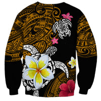 Hawaii Turtle and Tropical Flower Sweatshirt Polynesian Pattern