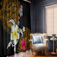 Hawaii Turtle and Tropical Flower Window Curtain Polynesian Pattern