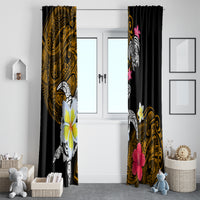 Hawaii Turtle and Tropical Flower Window Curtain Polynesian Pattern
