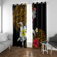 Hawaii Turtle and Tropical Flower Window Curtain Polynesian Pattern