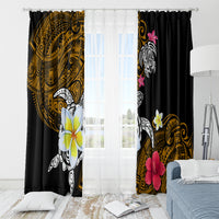 Hawaii Turtle and Tropical Flower Window Curtain Polynesian Pattern