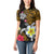 Hawaii Turtle and Tropical Flower Women Polo Shirt Polynesian Pattern