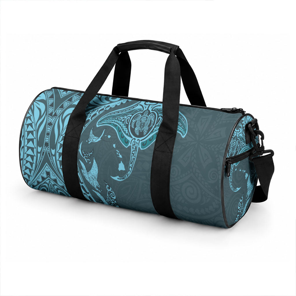 Hawaiian Manta Ray and Polynesian Tribal Tattoo Duffle Bag