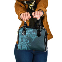 Hawaiian Manta Ray and Polynesian Tribal Tattoo Shoulder Handbag Turquoise Color LT03 One Size Turquoise - Polynesian Pride