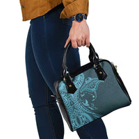 Hawaiian Manta Ray and Polynesian Tribal Tattoo Shoulder Handbag Turquoise Color LT03 - Polynesian Pride