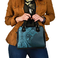 Hawaiian Manta Ray and Polynesian Tribal Tattoo Shoulder Handbag Turquoise Color LT03 - Polynesian Pride