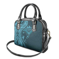 Hawaiian Manta Ray and Polynesian Tribal Tattoo Shoulder Handbag Turquoise Color LT03 - Polynesian Pride