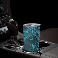 Hawaiian Manta Ray and Polynesian Tribal Tattoo Tumbler Cup Turquoise Color