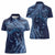 Hawaiian Manta Ray and Polynesian Tribal Tattoo Women Polo Shirt Dark Navy Color LT03