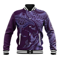 Hawaiian Manta Ray and Polynesian Tribal Tattoo Baseball Jacket Purple Color LT03